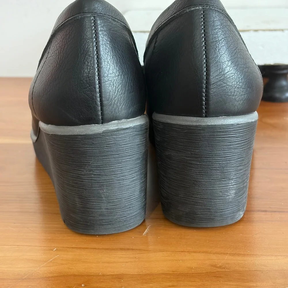 Soul Naturalizer Achieve Black Wedge Loafers Metallic Bit Platform Shoes 9.5M